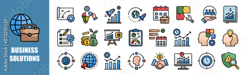 Business Solutions icon set for design elements,business, solution, strategy, success, idea, concept