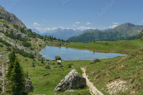 A lake in the mountains