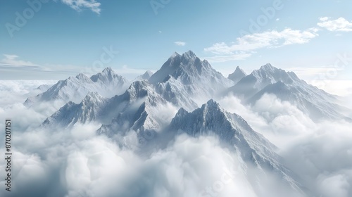 Ethereal Floating Mountains Cloaked in Misty Clouds Captivating Landscape Scenery