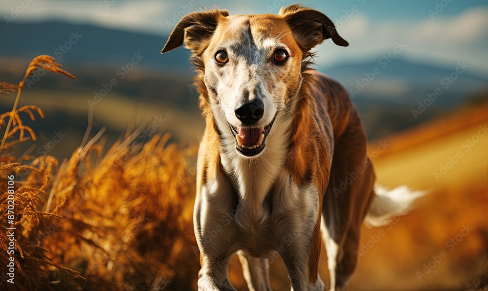 Brown and White Dog Walking Across Grass Field Brown and White Dog Walking Across Grass Field