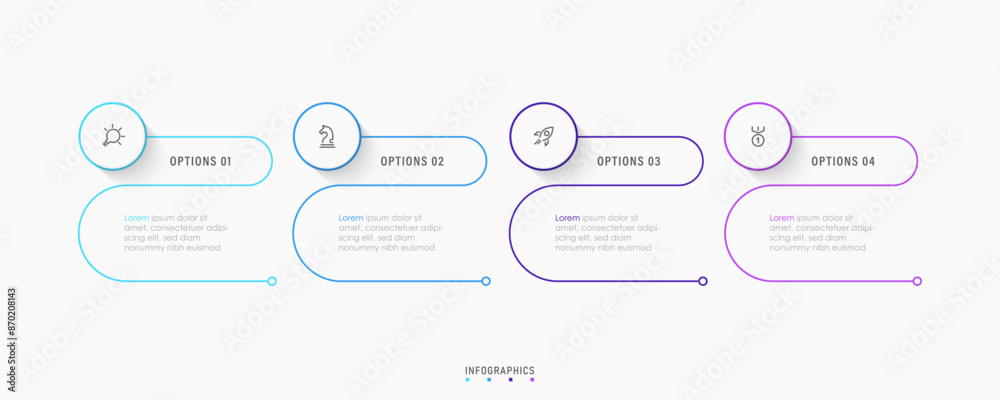 Fototapeta premium Vector Infographic label design template with icons and 4 options or steps. Can be used for process diagram, presentations, workflow layout, banner, flow chart, info graph.