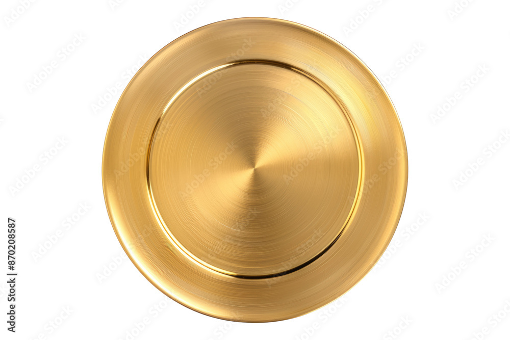 Round golden plate isolated on transparent background Round golden plate isolated on transparent background