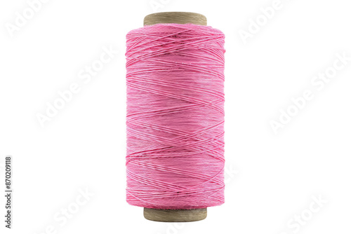 Spool of pink thread isolated on transparent background