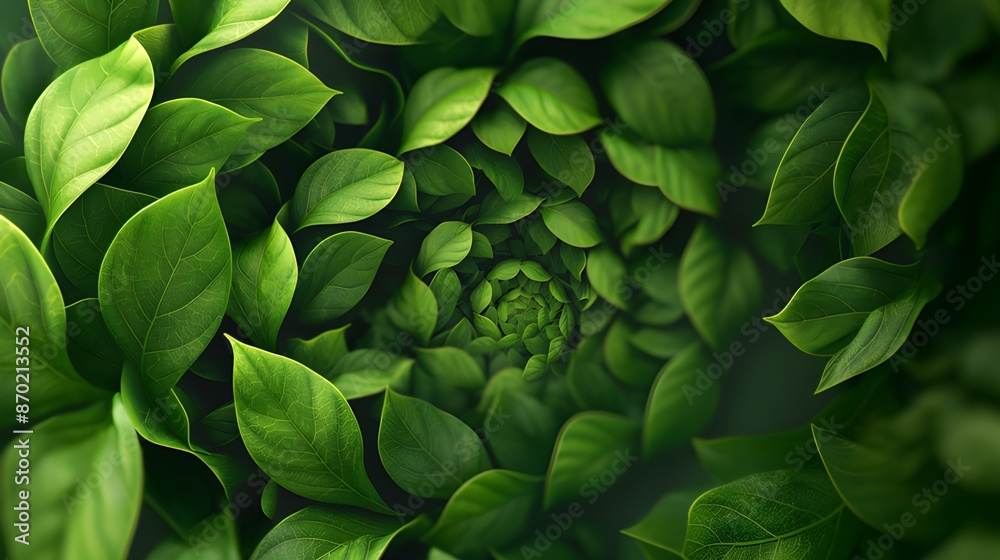 Fototapeta premium Green Leaf Swirl Background.