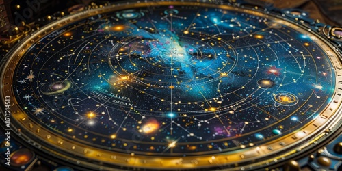 Intricate Celestial Star Chart in Vibrant Cosmic Art Style photo