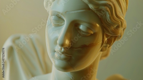 A marble statue of a Greek muse, embodying the essence of inspiration and creativity, set against a serene backdrop.
