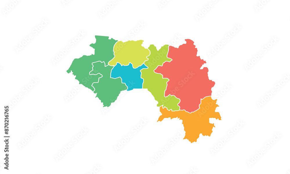Fototapeta Map of Guinea isolated modern colorful style. for website layouts, background, education, precise, customizable, Travel worldwide, map silhouette backdrop, earth geography, political, reports. 