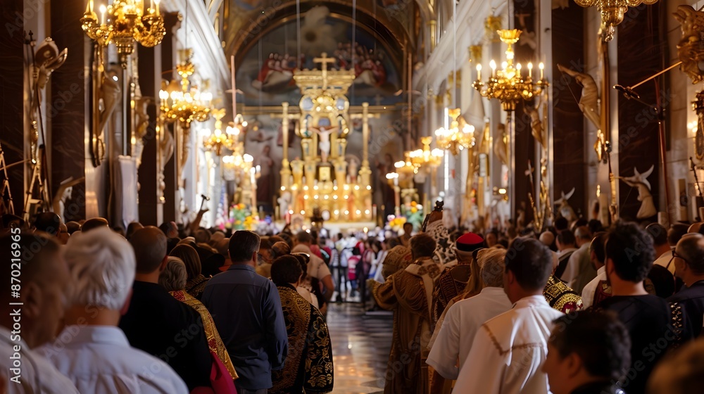 Fototapeta premium Vibrant Religious Procession and at Festa del Redentore in Venice