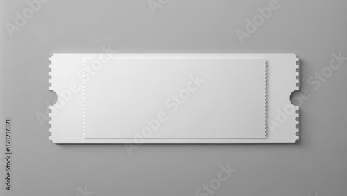 Isolated white blank ticket with realistic folds and creases on a realistic gray background, perfect for custom text and design.