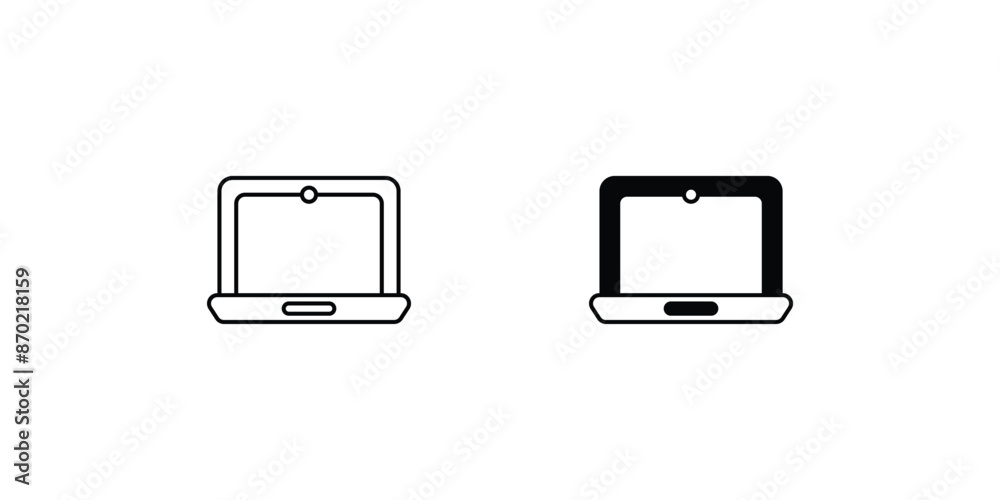 laptop icon with white background vector stock illustration