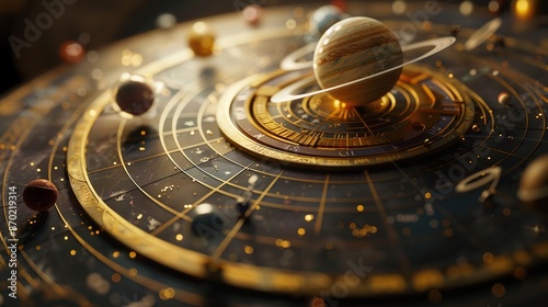 Obraz na płótnie A realistic image of an astrological chart with planets and houses clearly marked on a plain background. w salonie