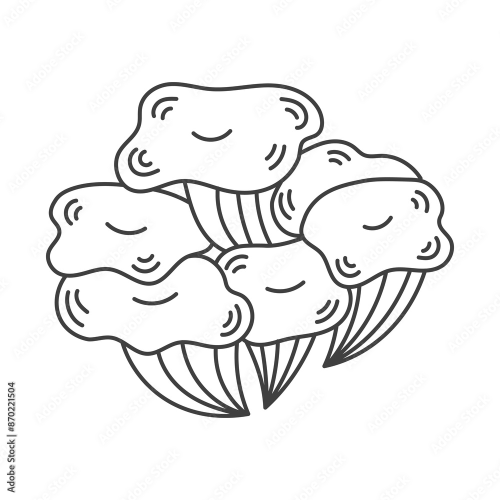 Oyster Mushroom Doodle Line Icon. Hand drawn forest fungus sketch. Food Ingredient symbol. Isolated vector illustration Oyster Mushroom Doodle Line Icon. Hand drawn forest fungus sketch. Food Ingredient symbol. Isolated vector illustration