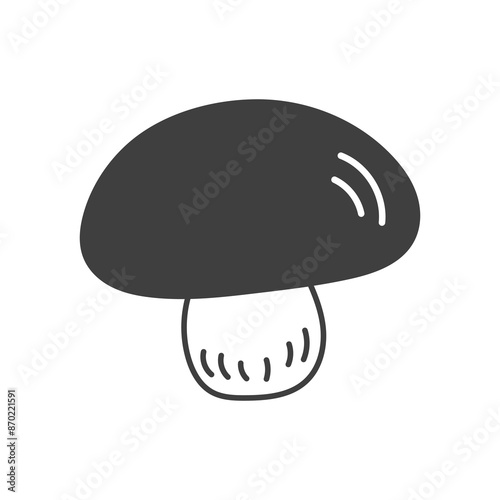 Boletus Fungus Doodle Icon. Hand drawn Mushroom raw food ingredient symbol. Champignon sketch. Vector illustration