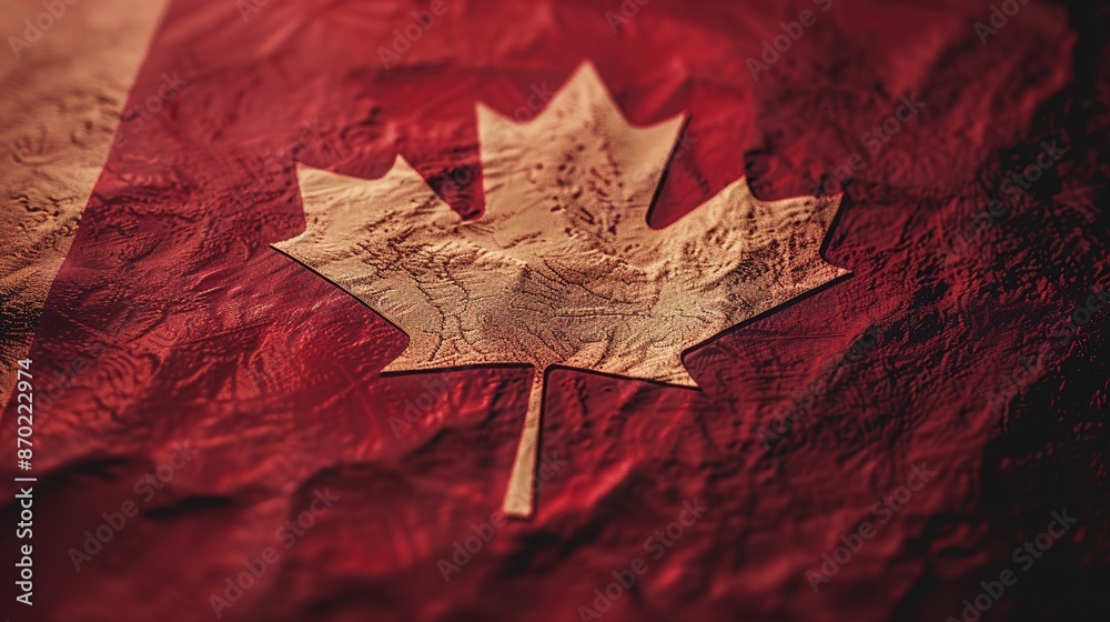 Naklejka premium The Canadian flag on a solid red background.