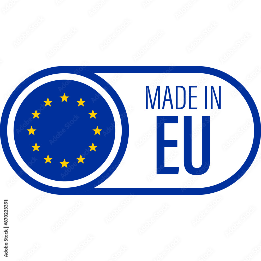 Made in Europe Flat Icon for Banner Design. Made in EU Label Icon Made in Europe Flat Icon for Banner Design. Made in EU Label Icon