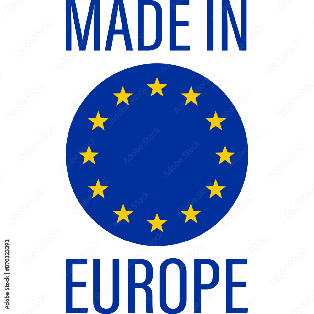 Made in Europe Flat Icon for Banner Design. Made in EU Label Icon