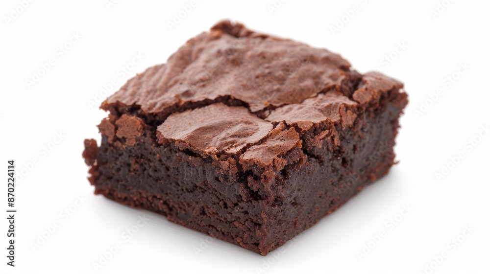 Rich chocolate brownie, close-up view, dark chocolate, isolated on a white background, studio lighting, perfect for dessert advertising Rich chocolate brownie, close-up view, dark chocolate, isolated on a white background, studio lighting, perfect for dessert advertising