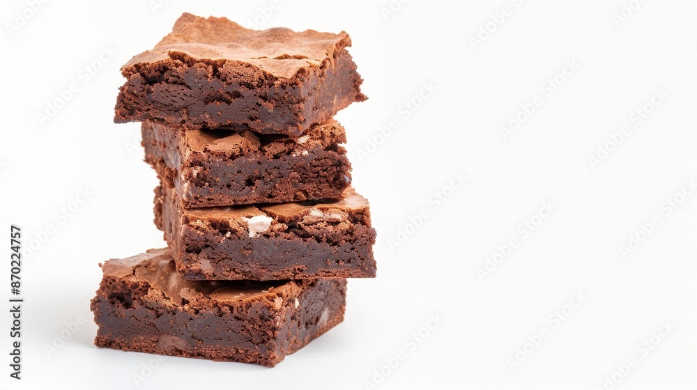 Tower of decadent chocolate brownies, isolated background, studio lighting, visually appealing, perfect for confectionery advertising and display Tower of decadent chocolate brownies, isolated background, studio lighting, visually appealing, perfect for confectionery advertising and display