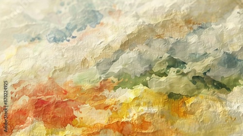 Wallpaper Mural   Close-up painting of a sky, clouds, trees in foreground, orange-yellow-green-blue colors in background Torontodigital.ca