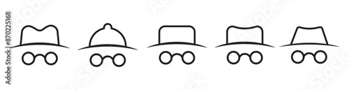 Incognito icon set. Spy icon vector outline icon, Browse in private. Secret agent sign. Detective icon collection vector illustration design.