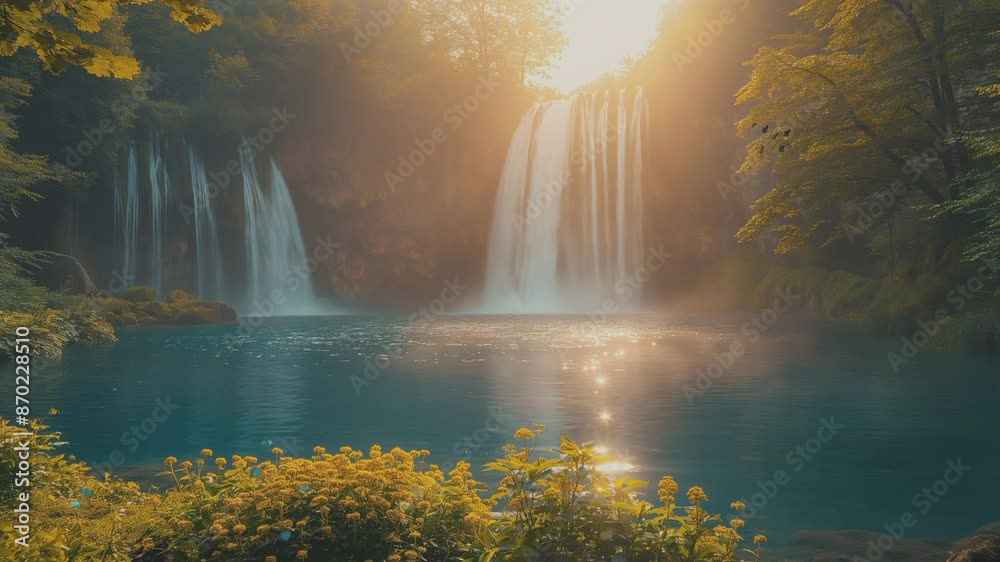 rainforest mistywaterfall and river nature landscape wallpaper with flowers, seamless looping time-lapse HD video background rainforest mistywaterfall and river nature landscape wallpaper with flowers, seamless looping time-lapse HD video background