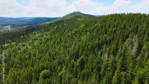 Summer Saastal Saas-Fee Switzerland aerial photography drone mountain larch forest coniferous top clouds Swiss Alps mountain peaks valley drone movement photo