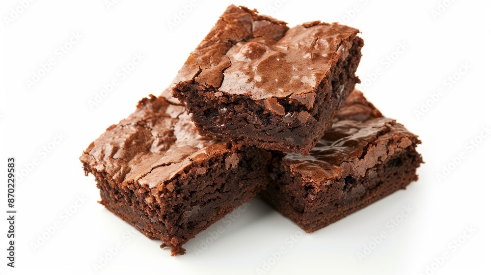 Delicious stack of chocolate brownies, isolated background, professional studio lighting, mouthwatering display, perfect for advertising desserts Delicious stack of chocolate brownies, isolated background, professional studio lighting, mouthwatering display, perfect for advertising desserts
