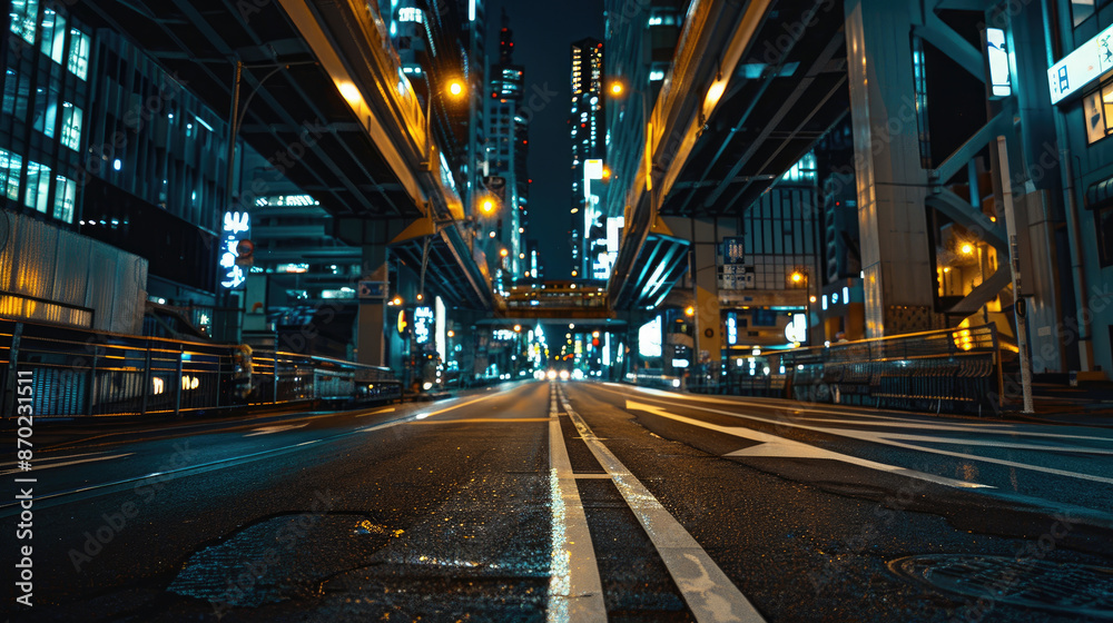 Nighttime City Road in the Heart of Metropolis Nighttime City Road in the Heart of Metropolis