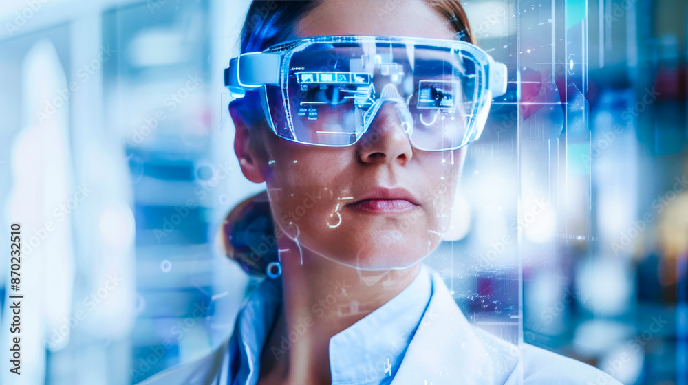 Man using futuristic augmented reality glasses. Man using futuristic augmented reality glasses.