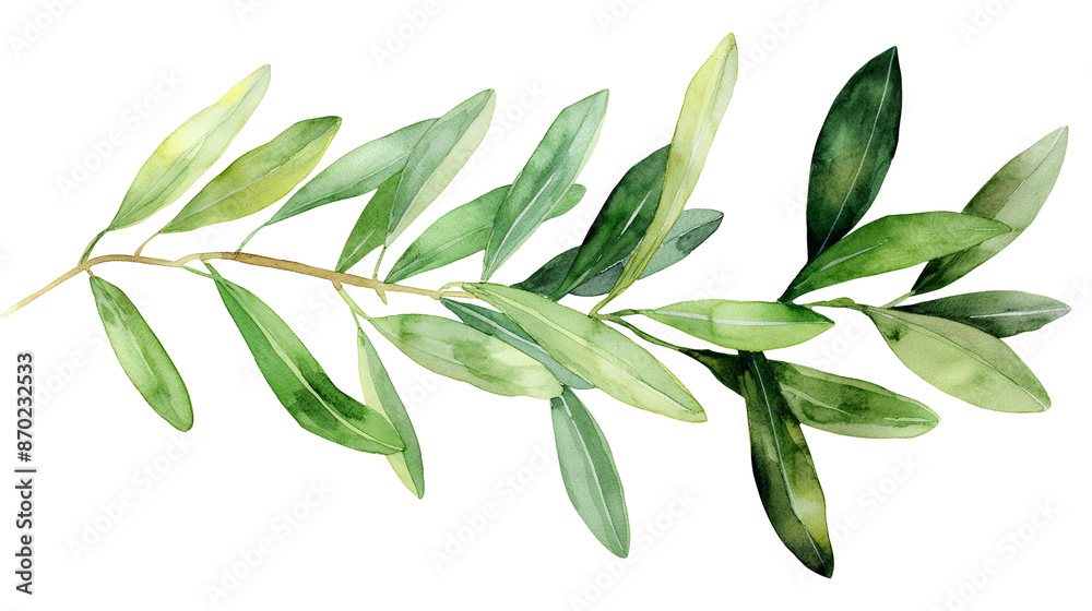 Naklejka premium A leafy green branch with leaves on it isolated on a transparent background