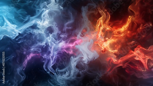 Futuristic fractal fire with barbs and colorful shapes, enveloped in galactic smoke, creating a vibrant, saturated, and otherworldly scene filled with energy © Paul