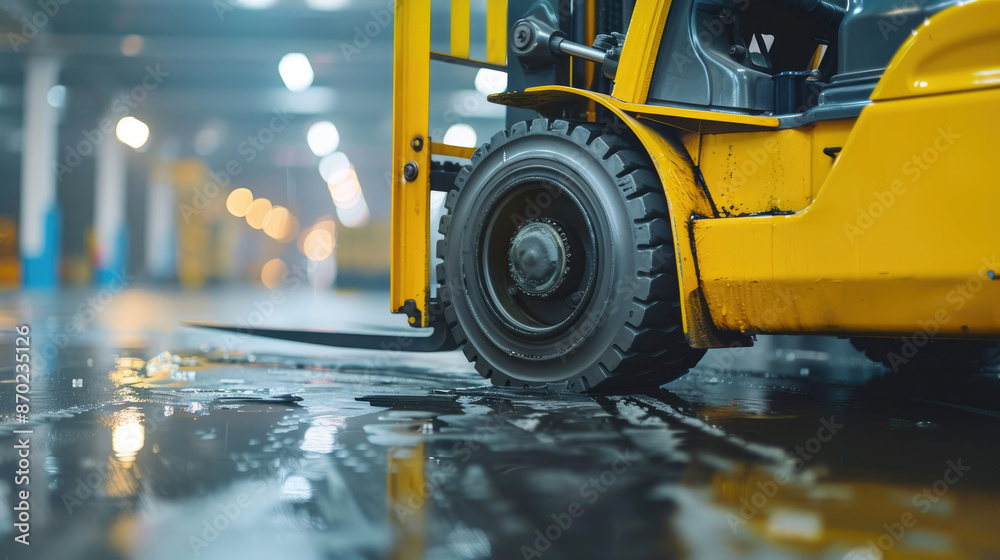 Forklift in Warehouse Setting, Prepared for Goods Movement and Distribution
