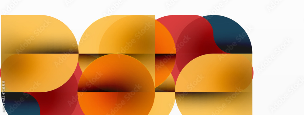 Minimal round shapes geometric abstract background. Circle design. Trendy techno business template for wallpaper, banner, background or landing
