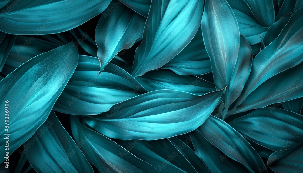 Abstract Teal Leaf Pattern with Smooth Texture, Calming and Elegant Visual Effect, Perfect for Backgrounds, Background with Copy Space Abstract Teal Leaf Pattern with Smooth Texture, Calming and Elegant Visual Effect, Perfect for Backgrounds, Background with Copy Space