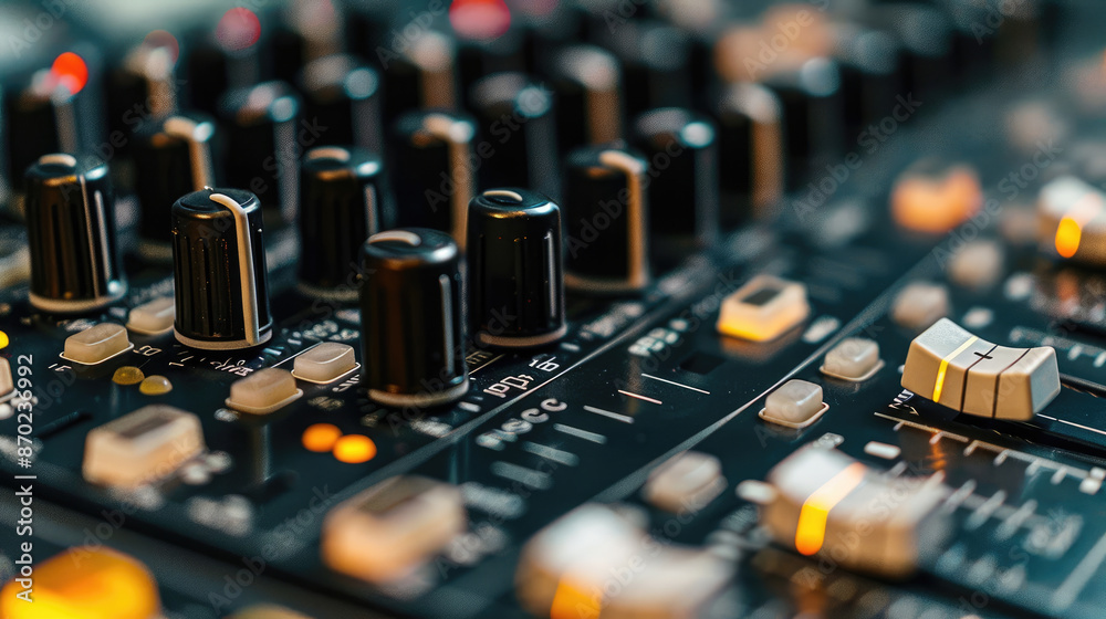 Modern Sound System Controller in Close-up View Modern Sound System Controller in Close-up View