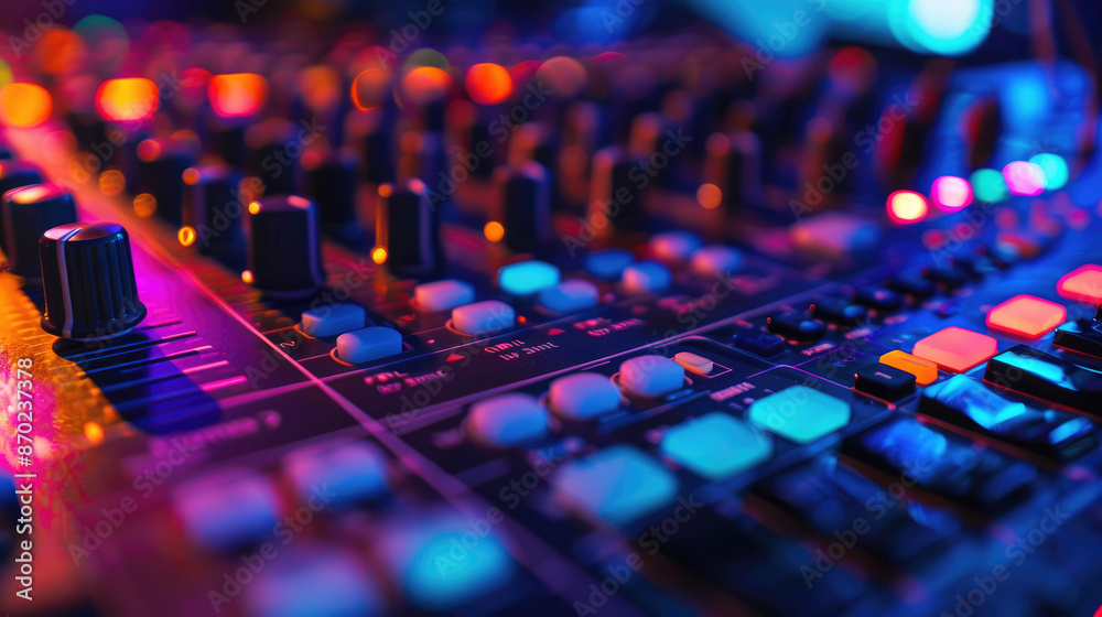 Modern Sound System Controller in Close-up View Modern Sound System Controller in Close-up View