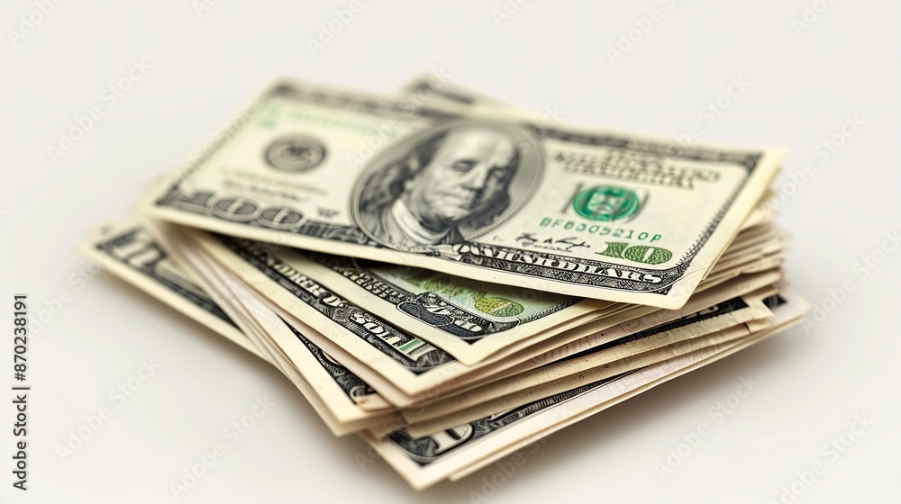 3D Rendered USA American Money Tilted and Isolated on White 3D Rendered USA American Money Tilted and Isolated on White