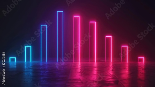 Advanced financial graphs, glowing neon charts, dark minimalist background, futuristic data visualization, fintech analysis