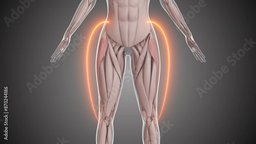 Animation of the tensor fasciae latae thigh muscles photo