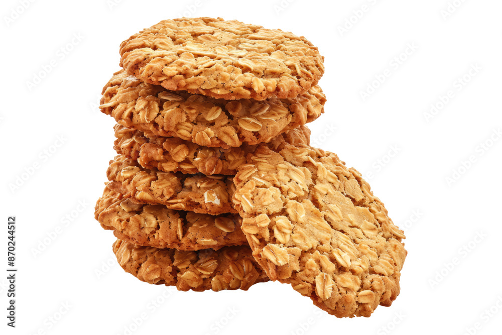 A pile of oat meal cookies isolated on transparent background A pile of oat meal cookies isolated on transparent background