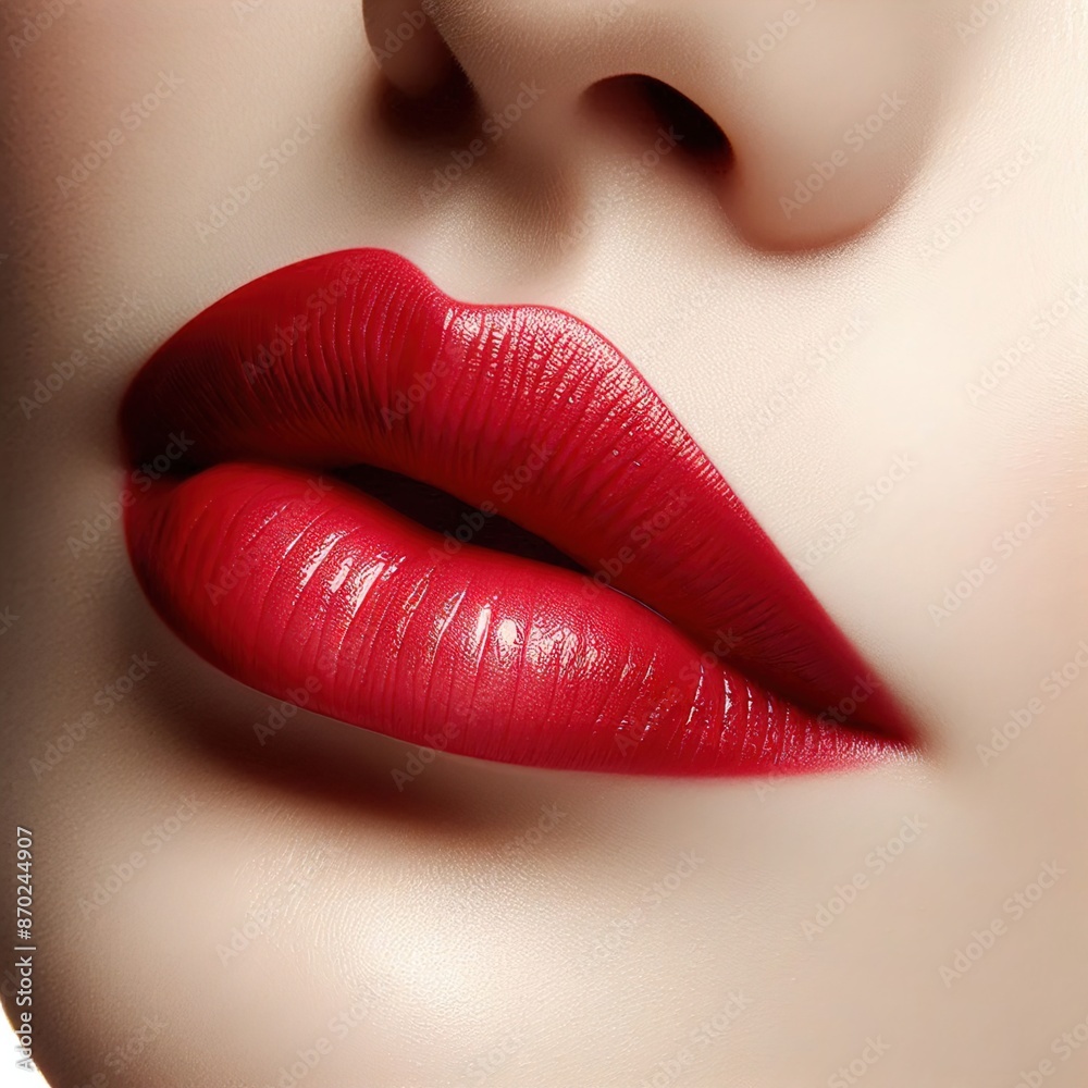 Obraz premium deep red lips and flag colors