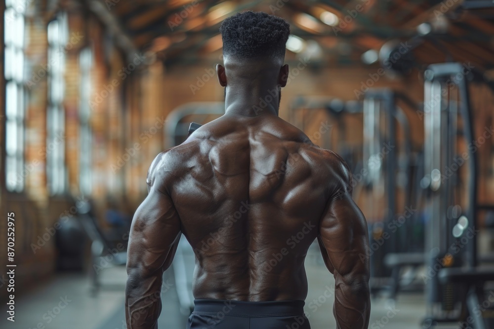 Low angle view back of fitness man. ai generative Low angle view back of fitness man. ai generative
