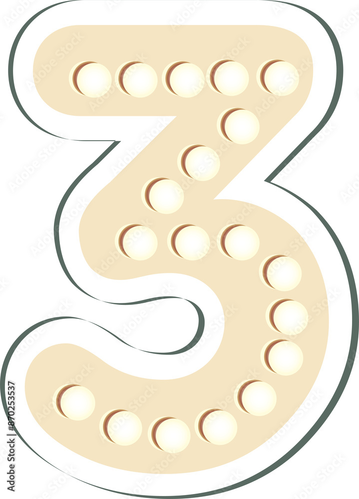 Naklejka premium Elegant pearl number 3