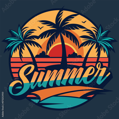 Wallpaper Mural Summer camp vector banner template - Kids summmer camp vector illustration. Happy Summer Holidays with beach summer. Ai generate  Torontodigital.ca