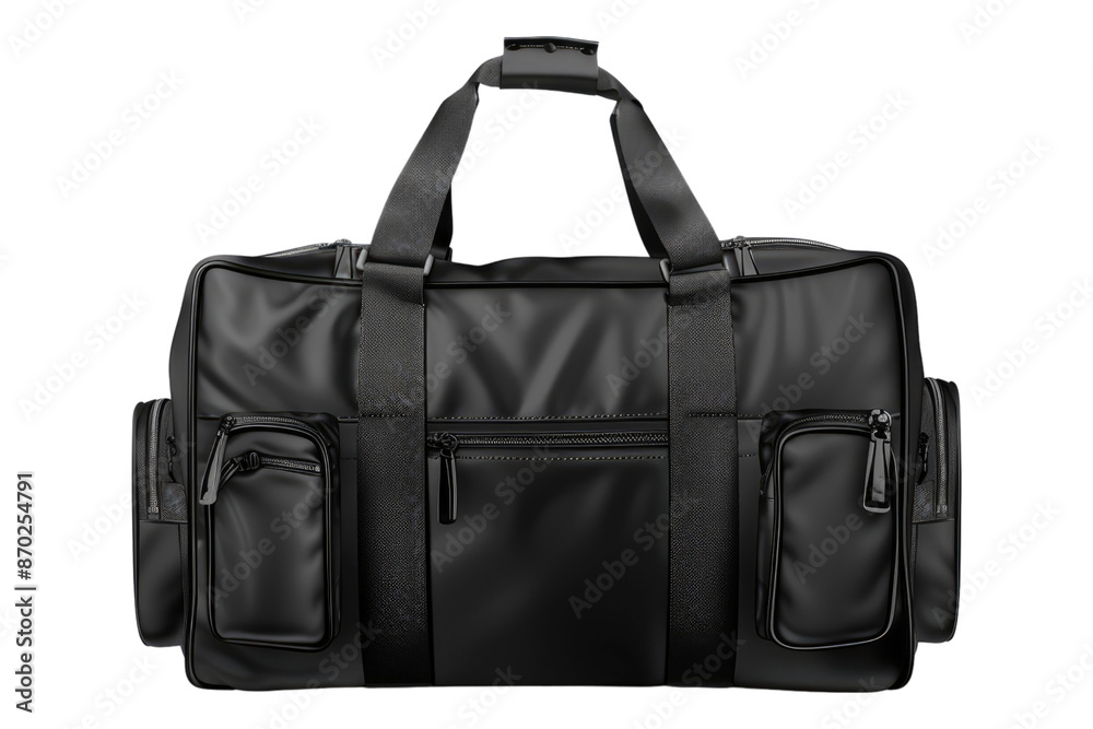 Fototapeta premium Black sport bag isolated on transparent background
