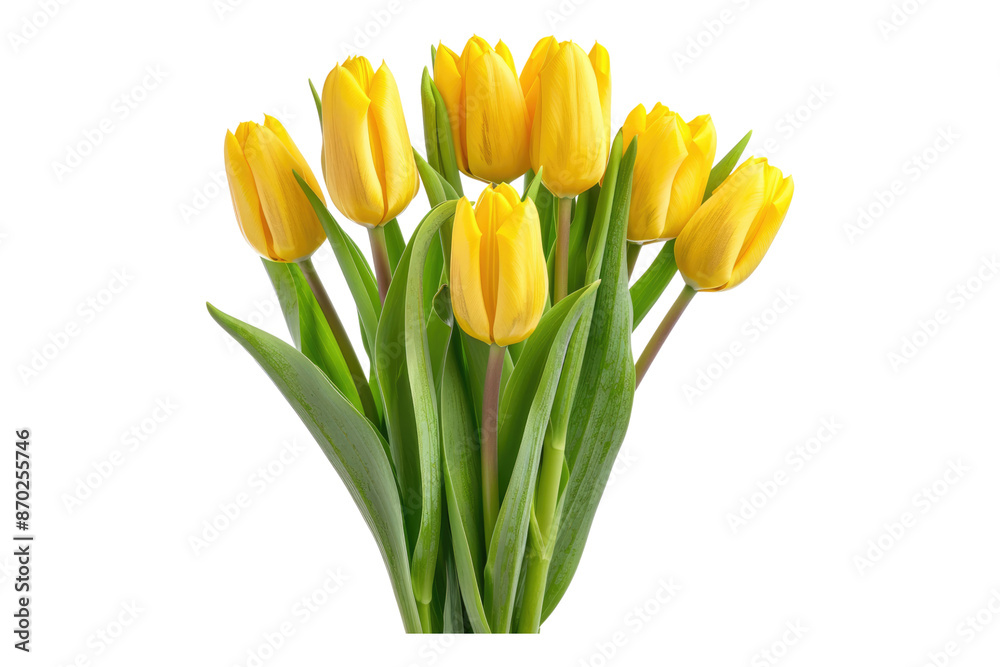 Bunch of yellow tulips isolated on transparent background Bunch of yellow tulips isolated on transparent background