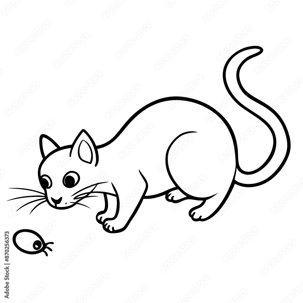 A cat with a kitty logo icon line art vector illustration. A cat with a kitty logo icon line art vector illustration.