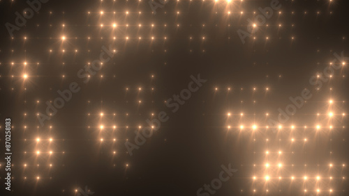 Abstract glowing yellow gold disco wall with light bulbs abstract background