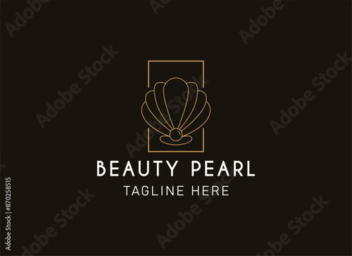 Premium Seashell minimalist logo vector inspiration. the pearl luxury line art style design.