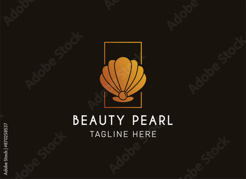 Premium Seashell minimalist logo vector inspiration. the pearl luxury line art style design.
